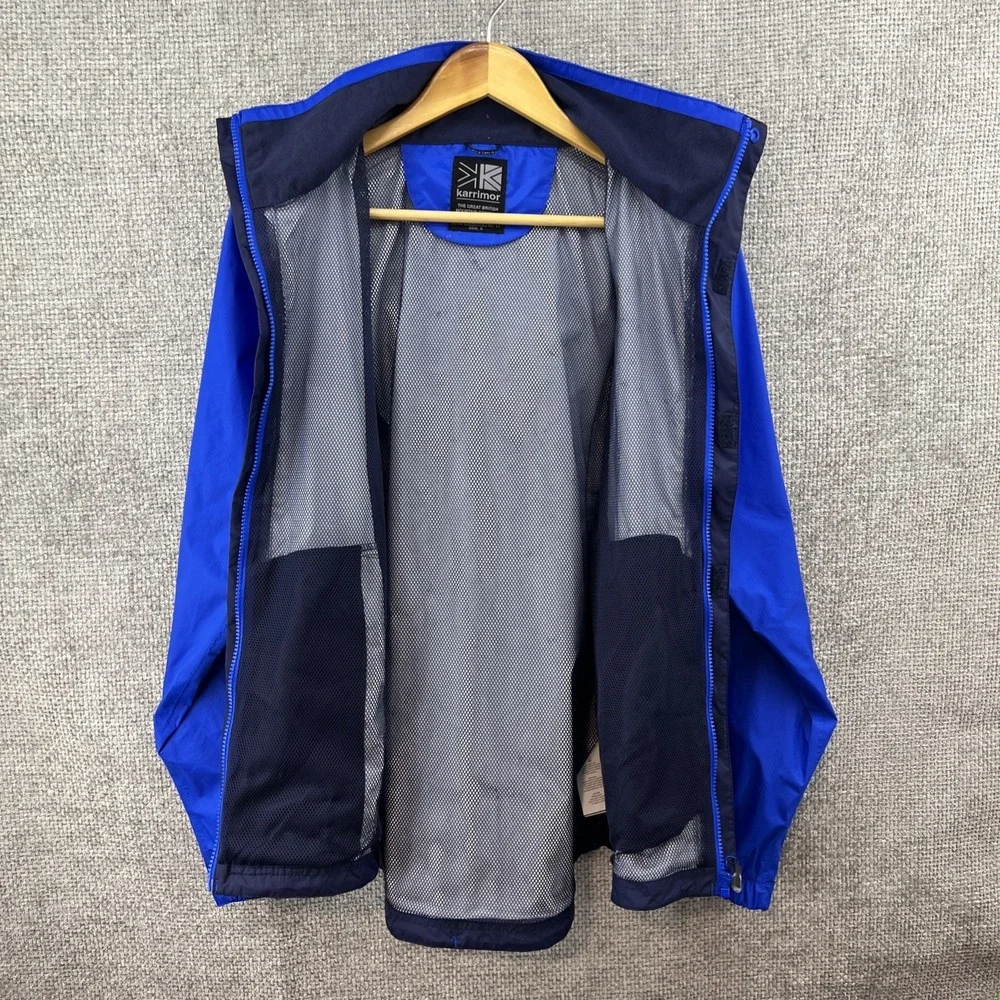 KARRIMOR WEATHERTITE Jacket Blue Coat‎ Hood Windbreaker Mens Size XS Outdoor